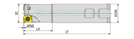 AKKO AHFM-XN-H S-System High Feed End Mill - dimension drawing