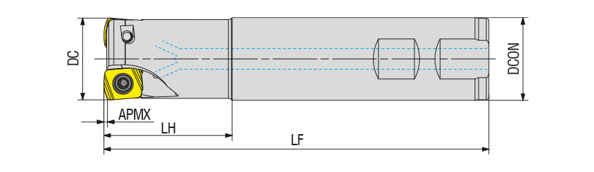 AKKO AHFM-XN-H S-System High Feed End Mill - dimension drawing