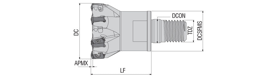 AKKO AHFM-BN10T3 S-System High Feed Modular End Mill - dimension drawing