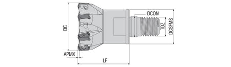 AKKO AHFM-BN10T3 S-System High Feed Modular End Mill - dimension drawing