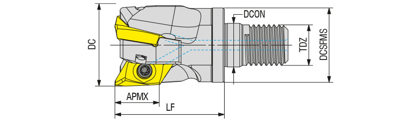 AKKO AEM90-XE-H-A S-System Modular End Mill - dimension drawing
