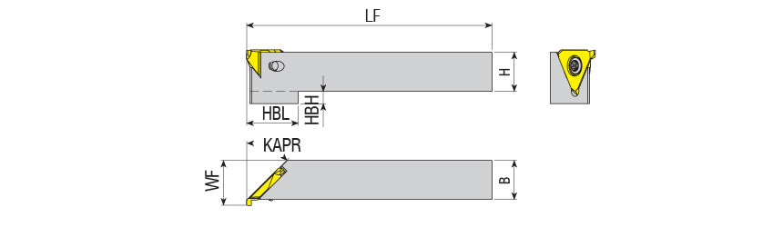 AKKO AAUT Toolholder for Grooving Corner Reliefs - dimension drawing