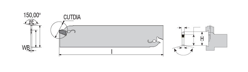 AKKO AKL-GW Parting and Deep Grooving Blade - dimension drawing