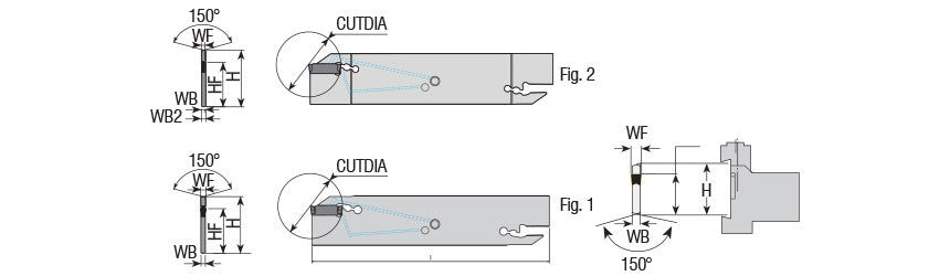 AKKO AKL-SGC-H Parting and Deep Grooving Blade - dimension drawing