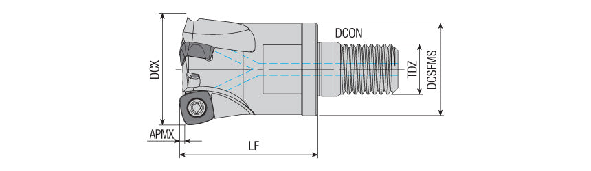 AKKO AHFM-SP0945 S-System High Feed Modular End Mill - dimension drawing