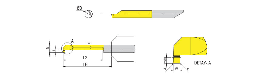 AKKO APG02 Grooving Mini Cut Tool - dimension drawing