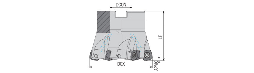 AKKO AHFM-SP1004 High Feed Face Mill - dimension drawing