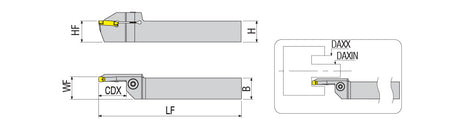 AKKO AAKT-SGC-R/L Face Grooving Toolholder - dimension drawing