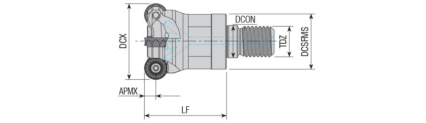 AKKO AEMR-RP S-System Face and Copy Modular End Mill - dimension drawing