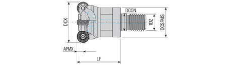 AKKO AEMR-RP S-System Face and Copy Modular End Mill - dimension drawing