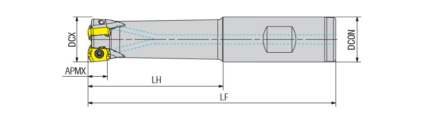 AKKO AHFM-XN06T3 S-System High Feed End Mill - dimension drawing