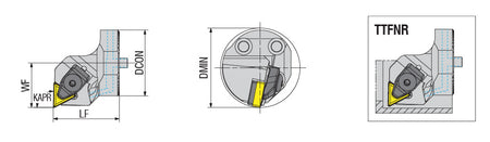 AKKO ATTC-TTFNR/L Antivibration Boring Bar - dimension drawing