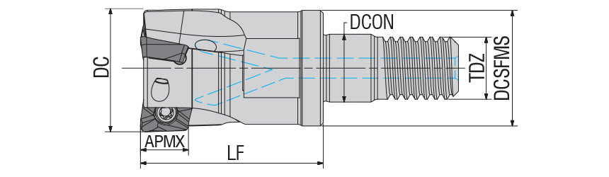 AKKO AEM90-AD-H S-System Modular End Mill - dimension drawing
