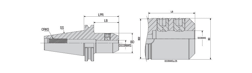AKKO ASK-EM SK End Mill Holder (Weldon) - dimension drawing