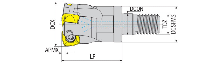 AKKO AHFM-XD0904WD S-System High Feed Modular End Mill - dimension drawing