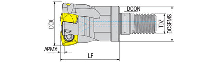 AKKO AHFM-XD0904WD S-System High Feed Modular End Mill - dimension drawing
