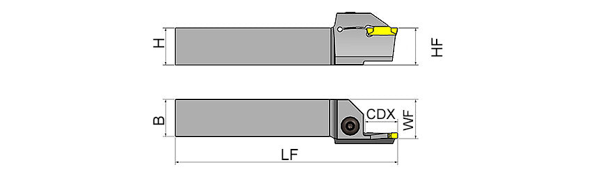 AKKO AAKT-KG-R/L Face Grooving Toolholder - dimension drawing