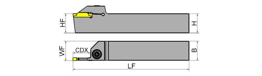 AKKO ADKT-123-R/L External Grooving Toolholder - dimension drawing