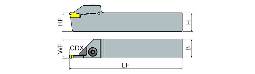 AKKO ADKT-151.2..-R/L External Grooving Toolholder - dimension drawing