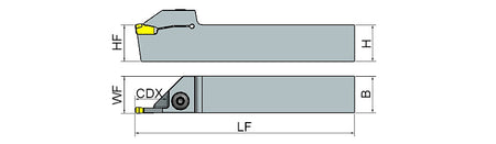 AKKO ADKT-151.2..-R/L External Grooving Toolholder - dimension drawing