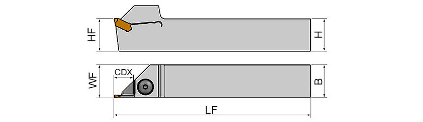 AKKO ADKT-ARN-R/L External Grooving Toolholder - dimension drawing