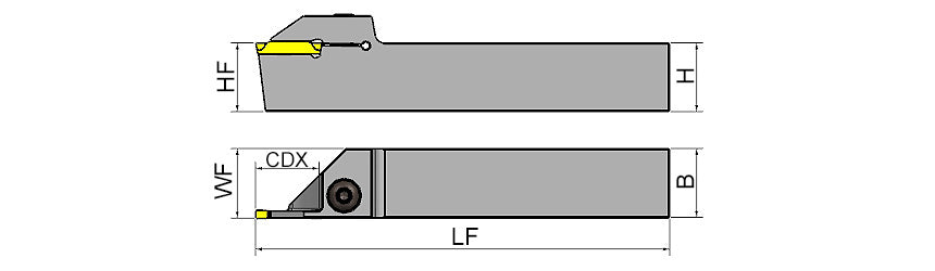 AKKO ADKT-CD-R/L External Grooving Toolholder - dimension drawing