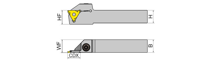 AKKO ADKT-H22-R/L External Grooving Toolholder - dimension drawing