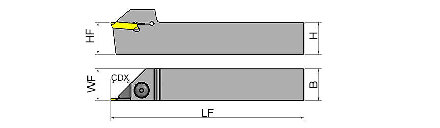 AKKO ADKT-HK-R/L External Grooving Toolholder - dimension drawing