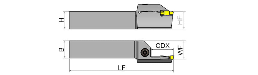 AKKO ADKT-IG-R/L External Grooving Toolholder - dimension drawing