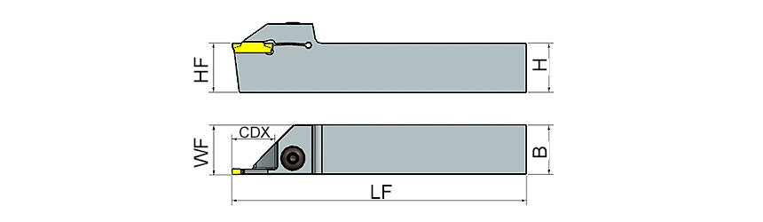 AKKO ADKT-K-R/L External Grooving Toolholder - dimension drawing