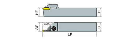 AKKO ADKT-K-R/L External Grooving Toolholder - dimension drawing