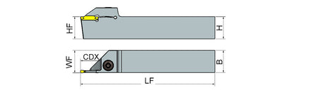 AKKO ADKT-KG-R/L External Grooving Toolholder - dimension drawing