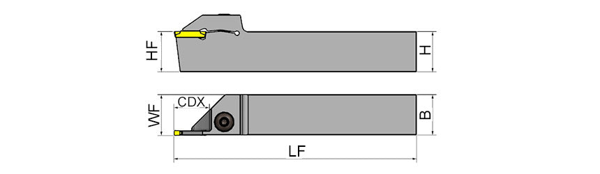 AKKO ADKT-KM-R/L External Grooving Toolholder - dimension drawing