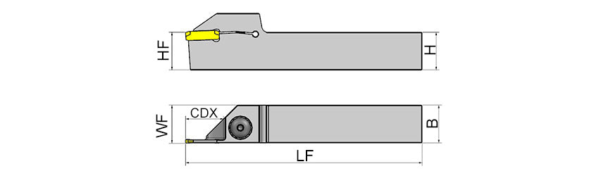 AKKO ADKT-LGC-R/L External Grooving Toolholder - dimension drawing
