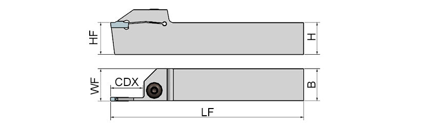 AKKO ADKT-RD-R/L External Grooving Toolholder - dimension drawing