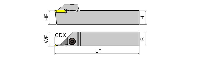 AKKO ADKT-SGC-R/L External Grooving Toolholder - dimension drawing