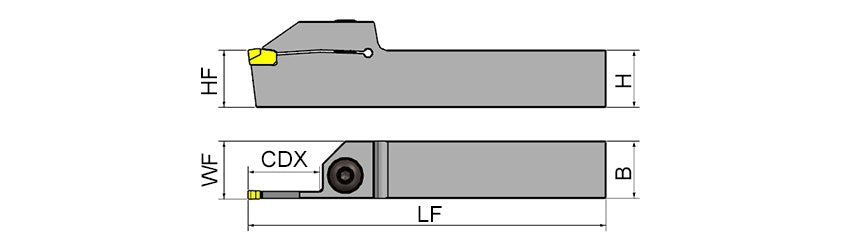 AKKO ADKT-SWC-R/L External Grooving Toolholder - dimension drawing