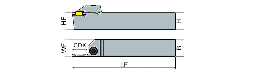 AKKO ADKT-TD-R/L External Grooving Toolholder - dimension drawing