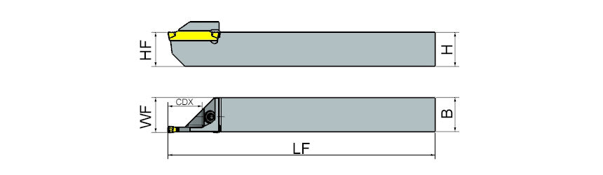 AKKO ADKT-WGX-R/L-S External Grooving Toolholder for Swiss-Type Lathes - dimension drawing