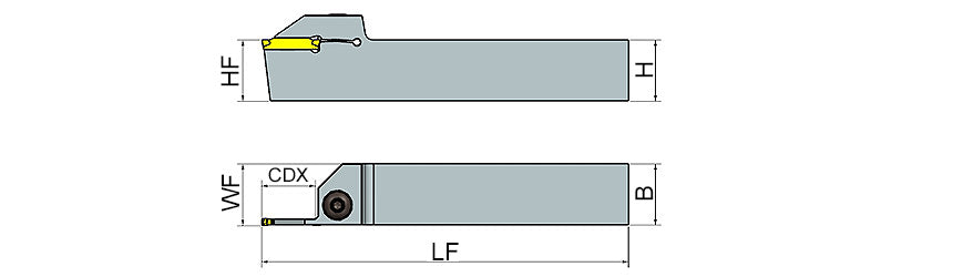 AKKO ADKT-WGX-R/L External Grooving Toolholder - dimension drawing
