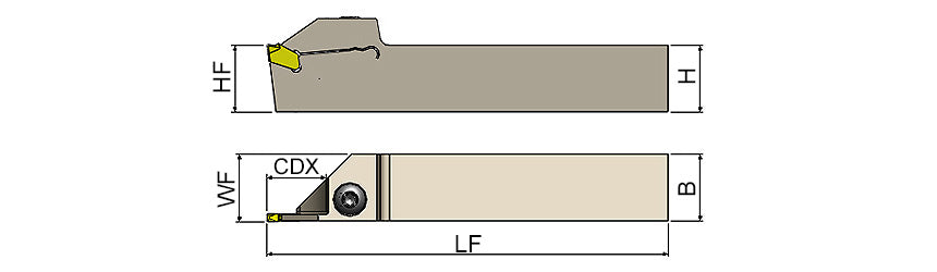 AKKO ADKT-ZCC1-R/L External Grooving Toolholder - dimension drawing
