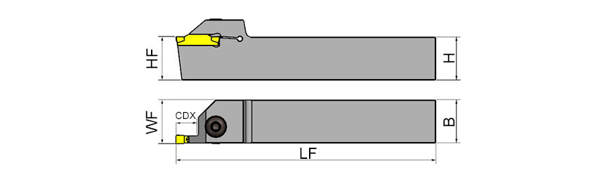 AKKO ADKT-ZCC2-R/L External Grooving Toolholder - dimension drawing