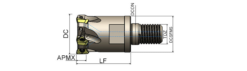 AKKO AEM90-3P S-System Modular End Mill - dimension drawing