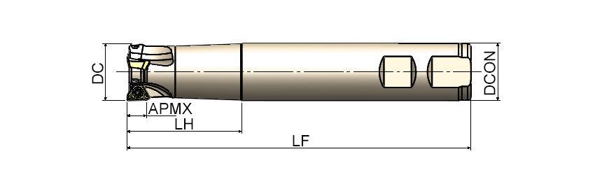 AKKO AEM90-3P S-System End Mill - dimension drawing