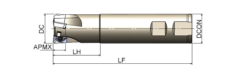 AKKO AEM90-AD1505 S-System End Mill - dimension drawing