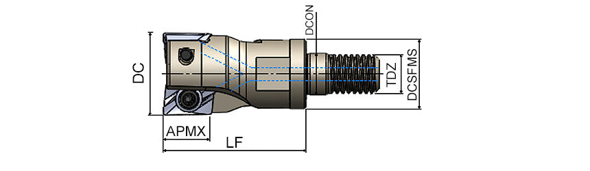 AKKO AEM90-AD15 S-System Modular End Mill - dimension drawing