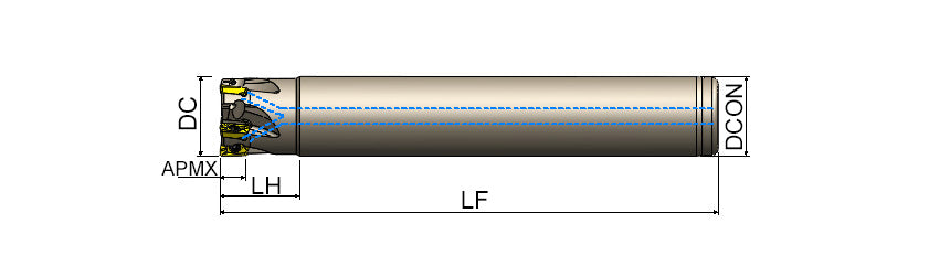 AKKO AEM90-AD-1 S-System End Mill - dimension drawing