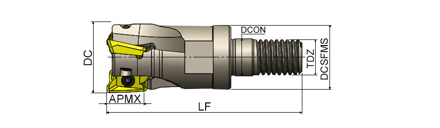 AKKO AEM90-AO S-System Modular End Mill - dimension drawing