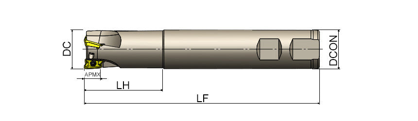 AKKO AEM90-AO S-System End Mill - dimension drawing