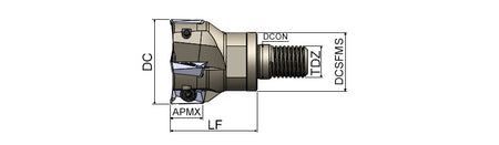 AKKO AEM90-AP S-System Modular End Mill - dimension drawing
